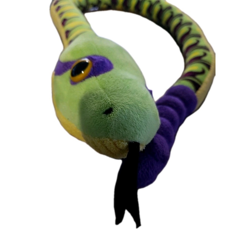 Wild Republic 2015 Headed Snake Yellow Green, Purple Siamese Plush 21"  Long